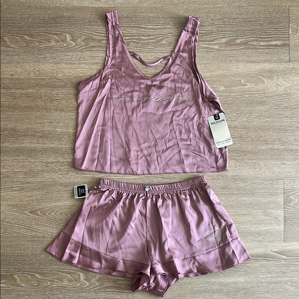 True Religion Pink Satin Sleepwear Set